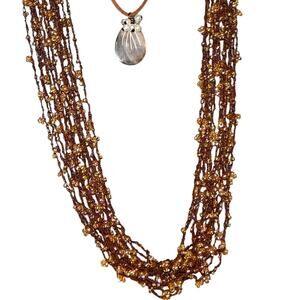 Vintage Timeless Beauty Crocheted Beaded & Carved MOP Pendant Necklaces Lot